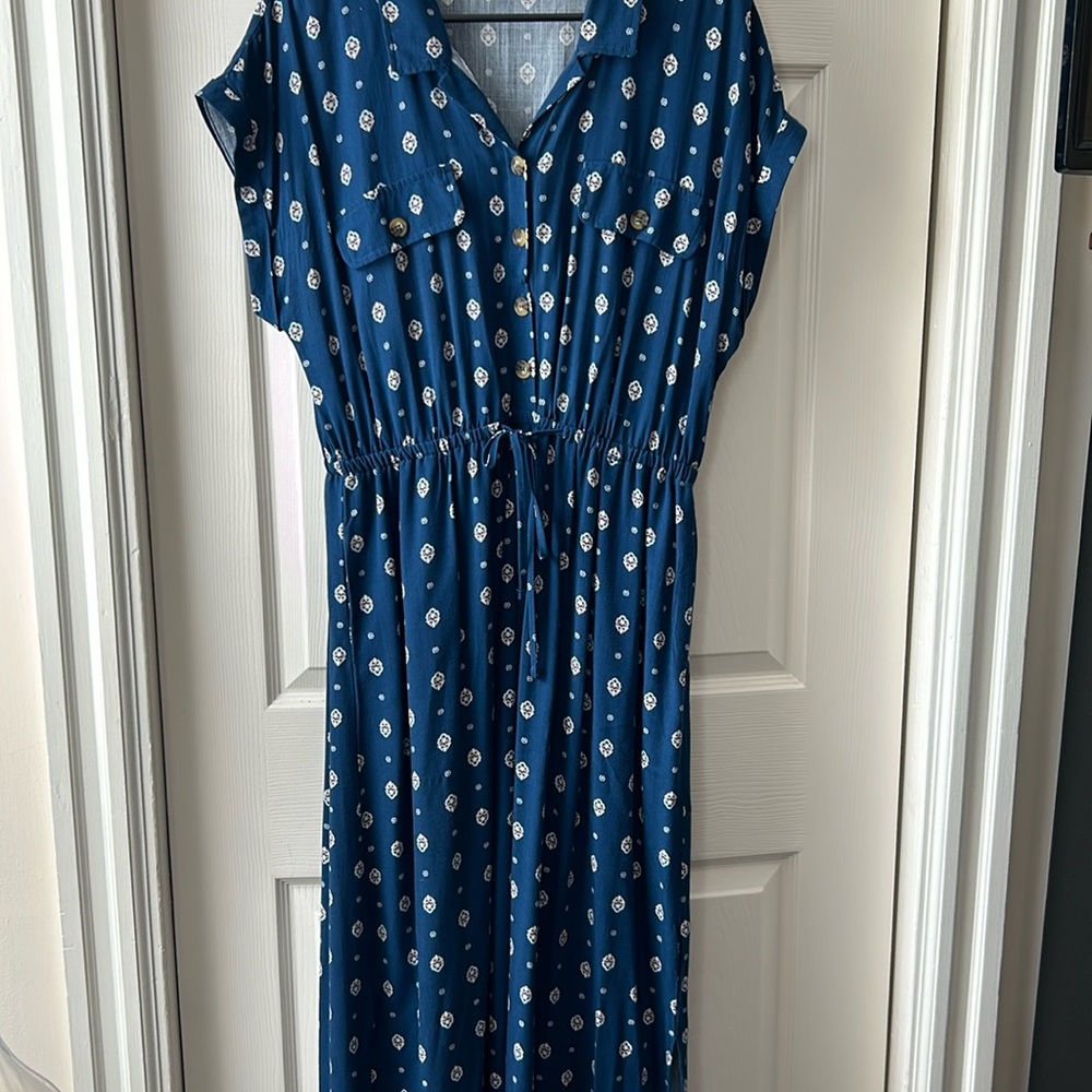 Drawstring waist boho dress